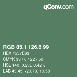 カラーコード: RGB 85.1 126.8 99 | qconv.com
