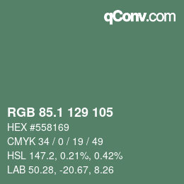 カラーコード: RGB 85.1 129 105 | qconv.com