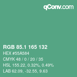 カラーコード: RGB 85.1 165 132 | qconv.com