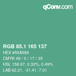 カラーコード: RGB 85.1 165 137 | qconv.com