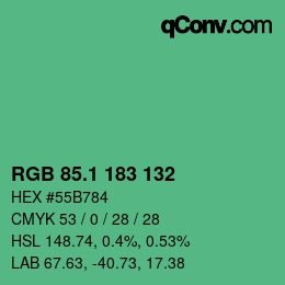 カラーコード: RGB 85.1 183 132 | qconv.com