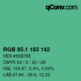 カラーコード: RGB 85.1 183 142 | qconv.com