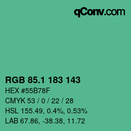 カラーコード: RGB 85.1 183 143 | qconv.com