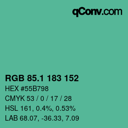 カラーコード: RGB 85.1 183 152 | qconv.com
