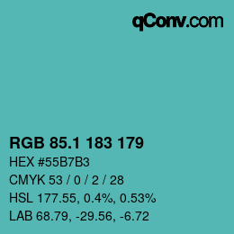 Color code: RGB 85.1 183 179 | qconv.com