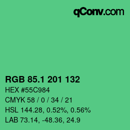 カラーコード: RGB 85.1 201 132 | qconv.com