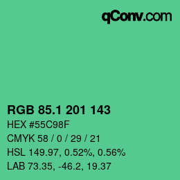 カラーコード: RGB 85.1 201 143 | qconv.com
