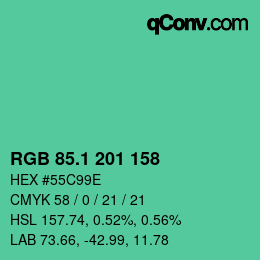 カラーコード: RGB 85.1 201 158 | qconv.com