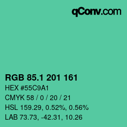 カラーコード: RGB 85.1 201 161 | qconv.com