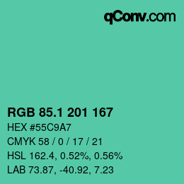 カラーコード: RGB 85.1 201 167 | qconv.com