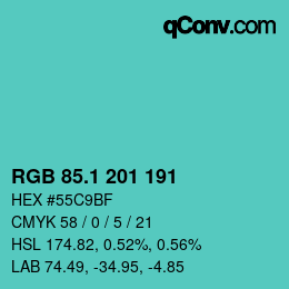 カラーコード: RGB 85.1 201 191 | qconv.com