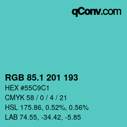 Color code: RGB 85.1 201 193 | qconv.com