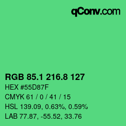 カラーコード: RGB 85.1 216.8 127 | qconv.com