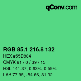 カラーコード: RGB 85.1 216.8 132 | qconv.com