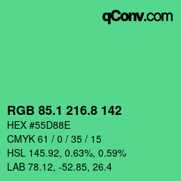 カラーコード: RGB 85.1 216.8 142 | qconv.com