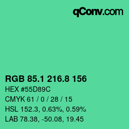カラーコード: RGB 85.1 216.8 156 | qconv.com