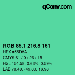 カラーコード: RGB 85.1 216.8 161 | qconv.com