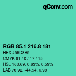カラーコード: RGB 85.1 216.8 181 | qconv.com