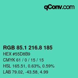 カラーコード: RGB 85.1 216.8 185 | qconv.com