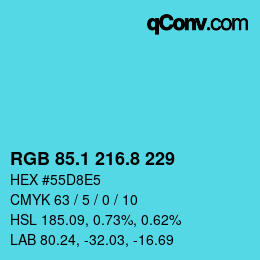 カラーコード: RGB 85.1 216.8 229 | qconv.com