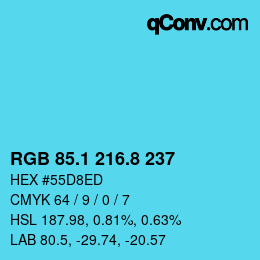 Color code: RGB 85.1 216.8 237 | qconv.com