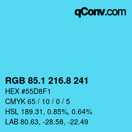 Color code: RGB 85.1 216.8 241 | qconv.com