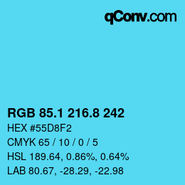 Color code: RGB 85.1 216.8 242 | qconv.com