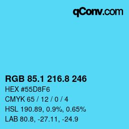 Color code: RGB 85.1 216.8 246 | qconv.com