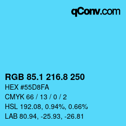 Color code: RGB 85.1 216.8 250 | qconv.com