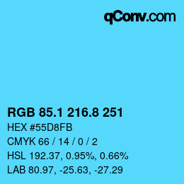 Color code: RGB 85.1 216.8 251 | qconv.com
