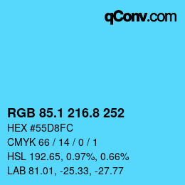 カラーコード: RGB 85.1 216.8 252 | qconv.com