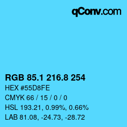 カラーコード: RGB 85.1 216.8 254 | qconv.com