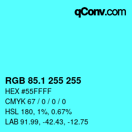 カラーコード: RGB 85.1 255 255 | qconv.com