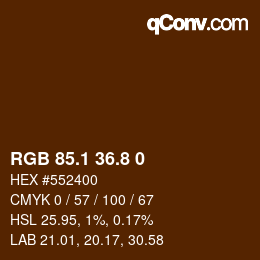 Color code: RGB 85.1 36.8 0 | qconv.com