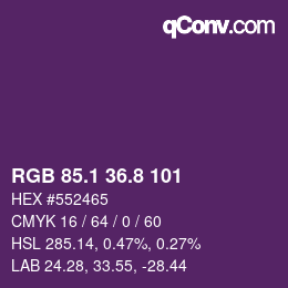 カラーコード: RGB 85.1 36.8 101 | qconv.com