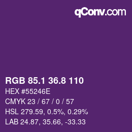 カラーコード: RGB 85.1 36.8 110 | qconv.com