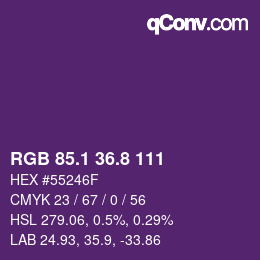 カラーコード: RGB 85.1 36.8 111 | qconv.com