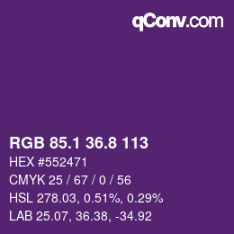 カラーコード: RGB 85.1 36.8 113 | qconv.com