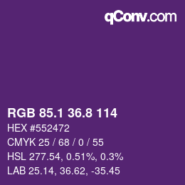 カラーコード: RGB 85.1 36.8 114 | qconv.com