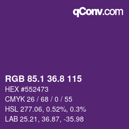 カラーコード: RGB 85.1 36.8 115 | qconv.com