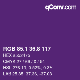 カラーコード: RGB 85.1 36.8 117 | qconv.com