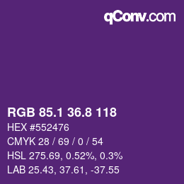 カラーコード: RGB 85.1 36.8 118 | qconv.com