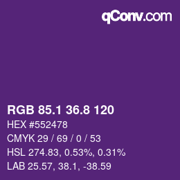 カラーコード: RGB 85.1 36.8 120 | qconv.com