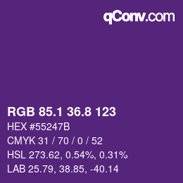 カラーコード: RGB 85.1 36.8 123 | qconv.com