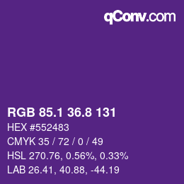 カラーコード: RGB 85.1 36.8 131 | qconv.com