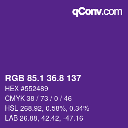 カラーコード: RGB 85.1 36.8 137 | qconv.com