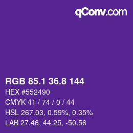 カラーコード: RGB 85.1 36.8 144 | qconv.com