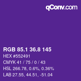 カラーコード: RGB 85.1 36.8 145 | qconv.com