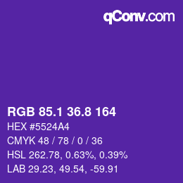 カラーコード: RGB 85.1 36.8 164 | qconv.com