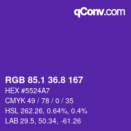 カラーコード: RGB 85.1 36.8 167 | qconv.com
